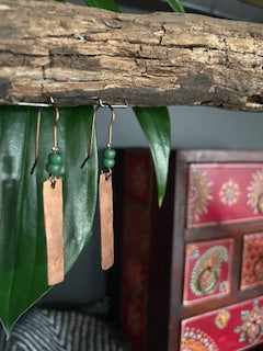 Copper Bead Drop Earrings