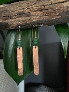 Copper Bead Drop Earrings
