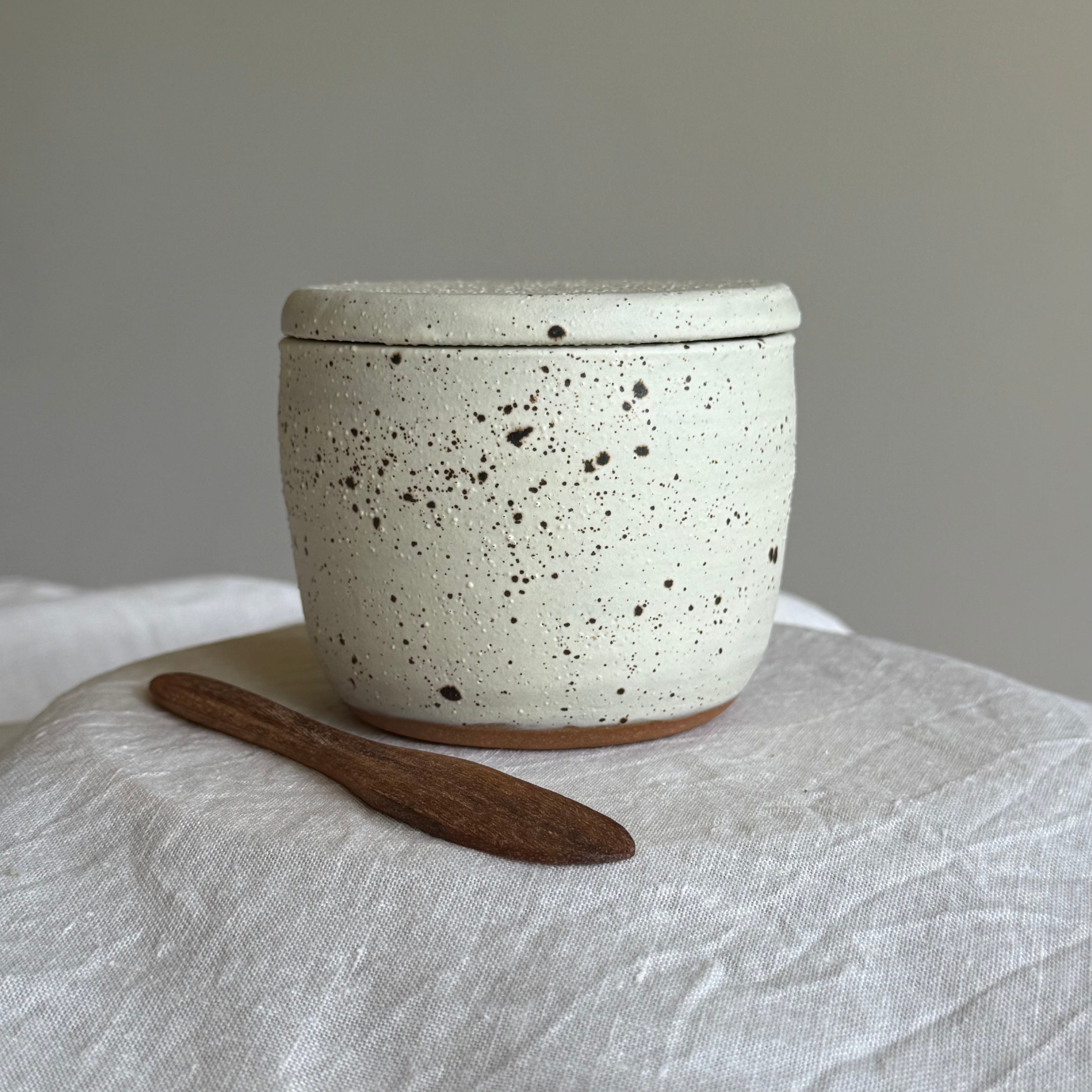 French Butter Keeper with Wooden Knife | Wheel Thrown Ceramic