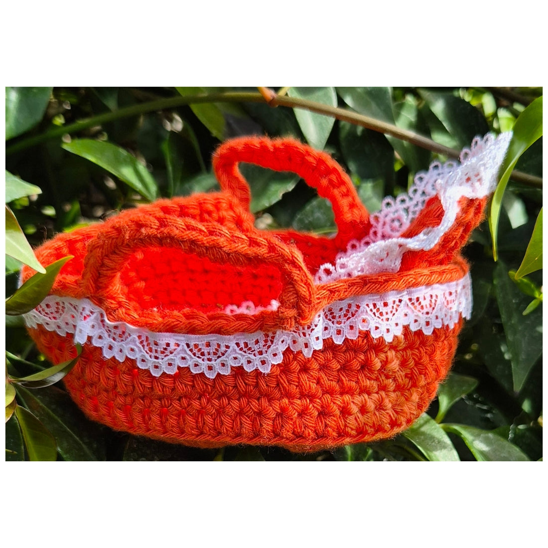 Handmade Crochet Dolls Bassinet & Blanket (Various Colours)