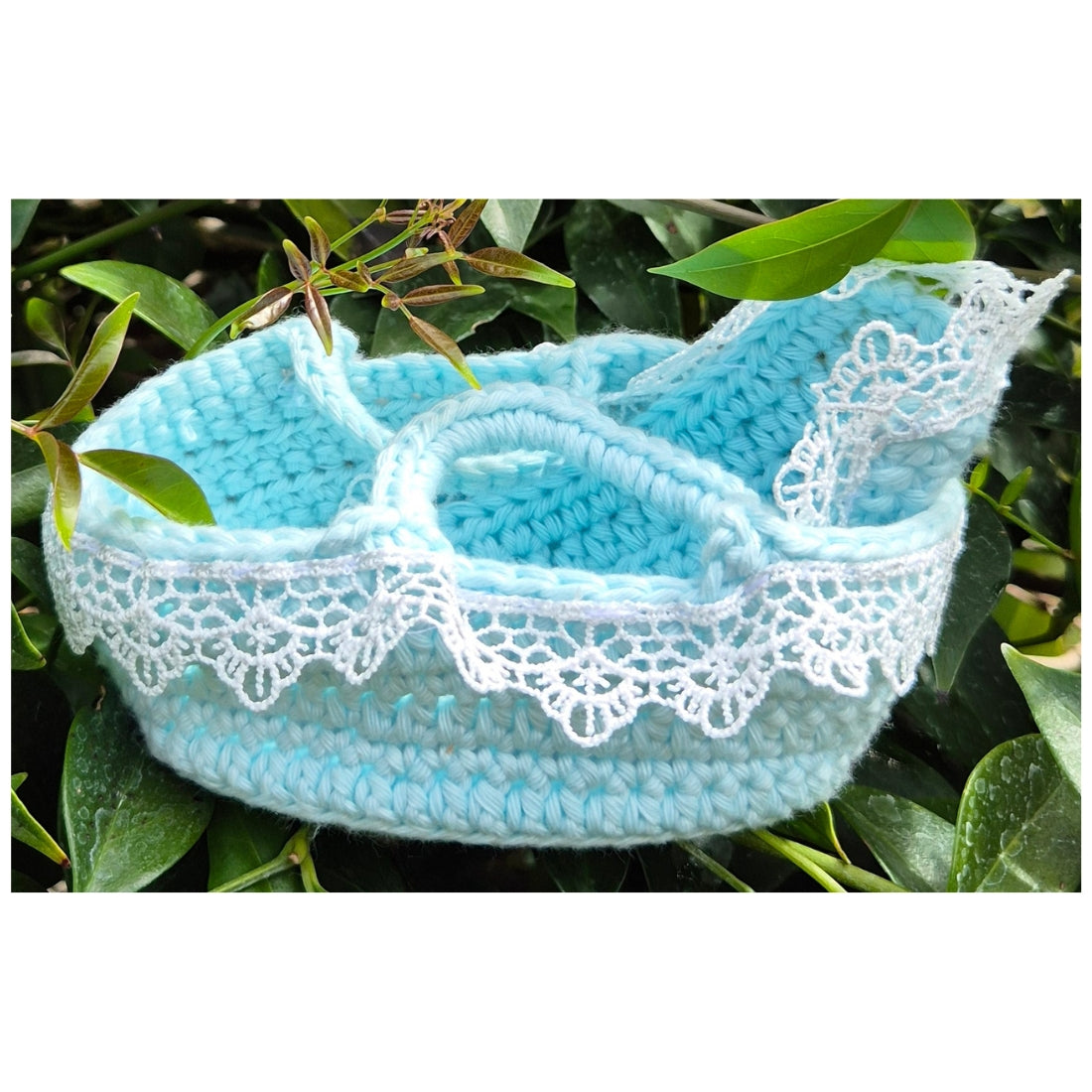 Crochet Dolls Bassinet & Blanket (Various Colours)