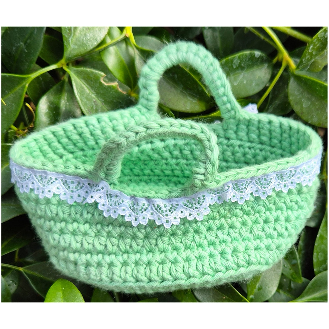 Handmade Crochet Dolls Bassinet & Blanket (Various Colours)