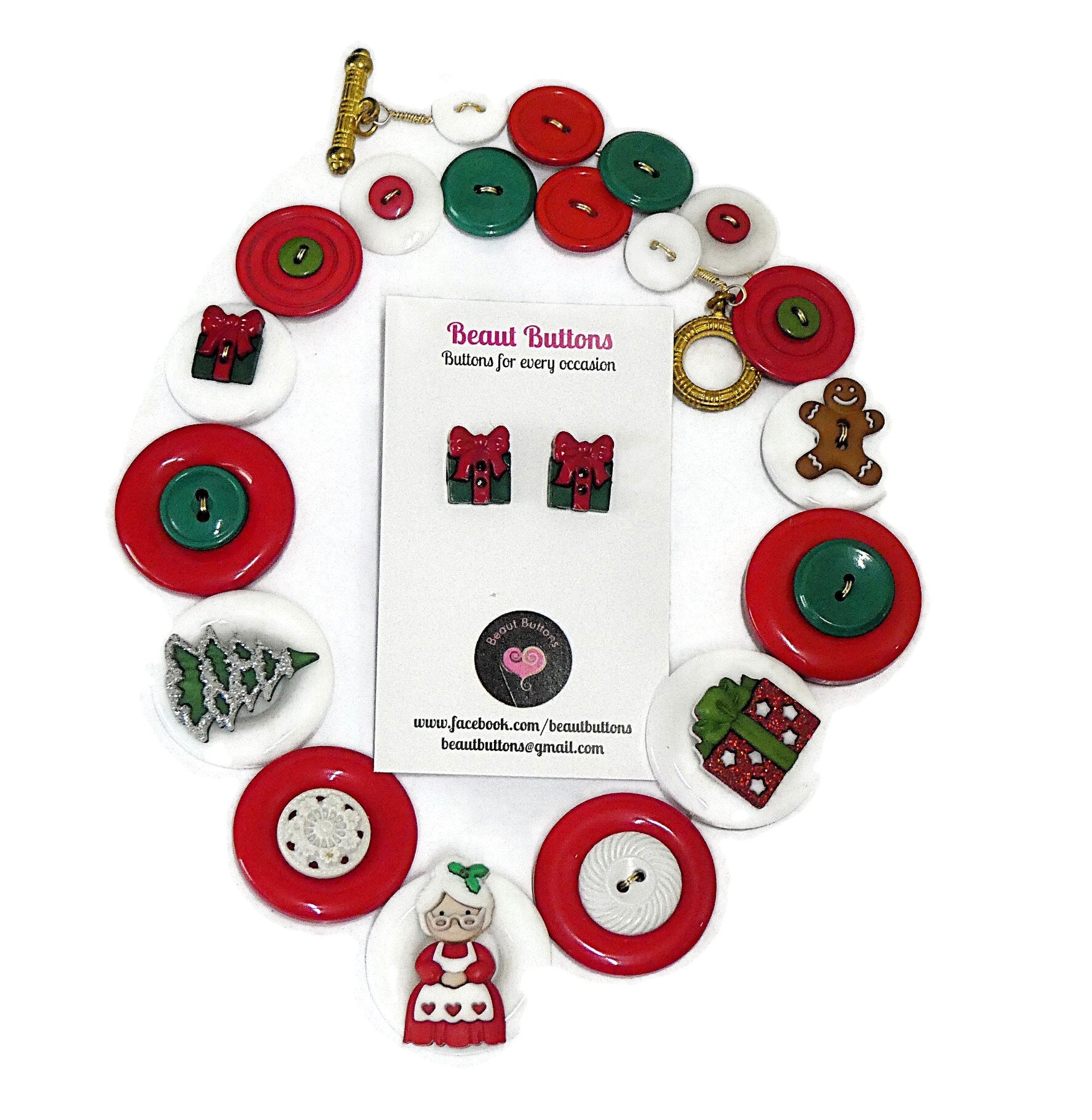 Mrs Christmas button necklace