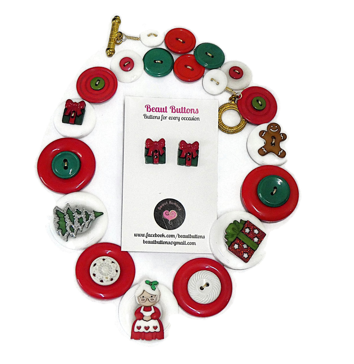Mrs Christmas button necklace