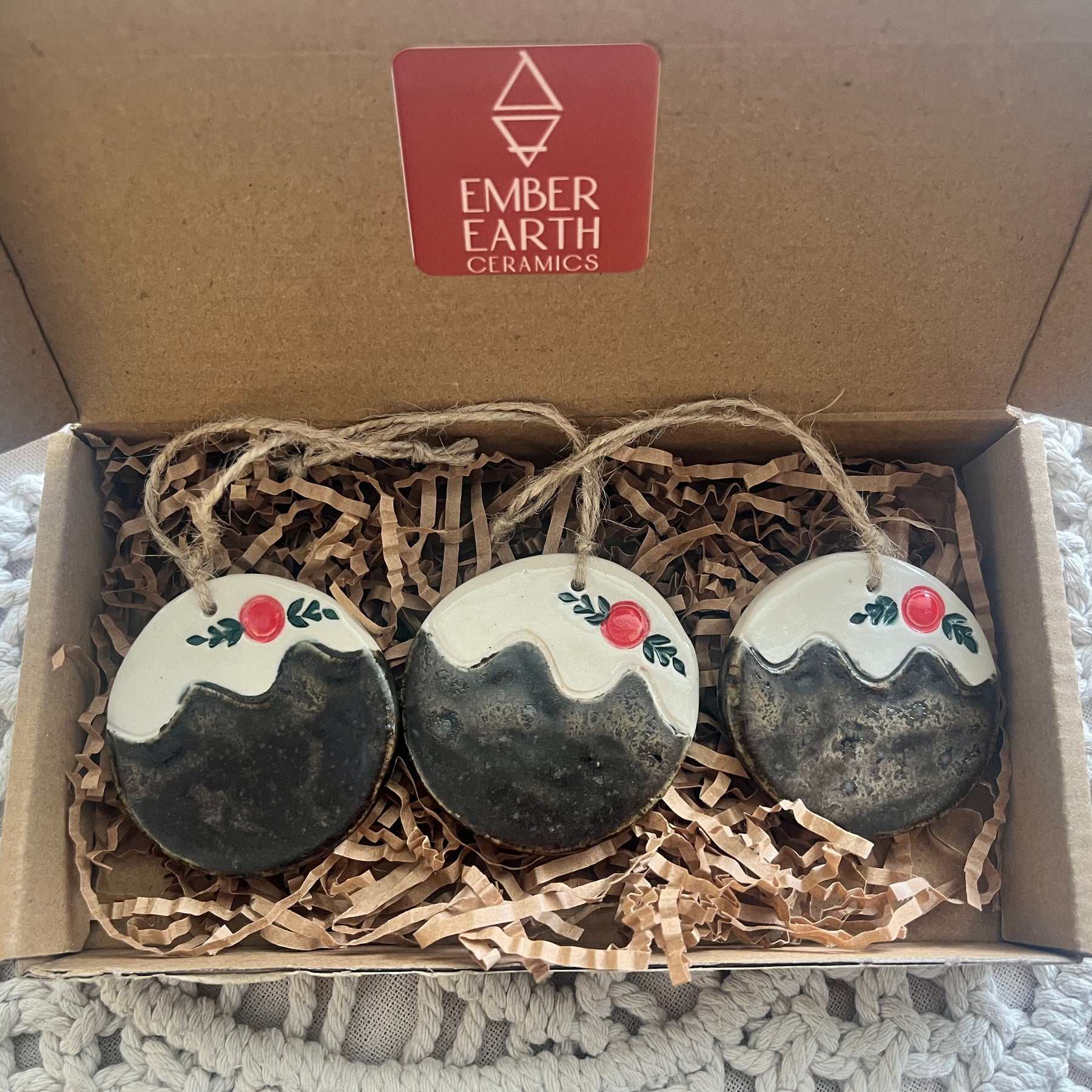 Christmas Pudding Ornaments - Set of 3