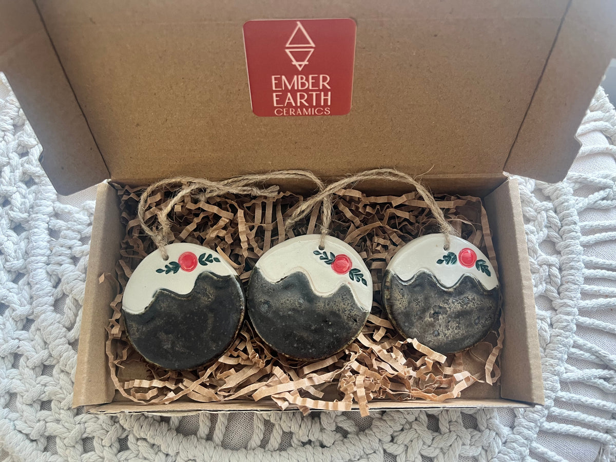 Christmas Pudding Ornaments - Set of 3