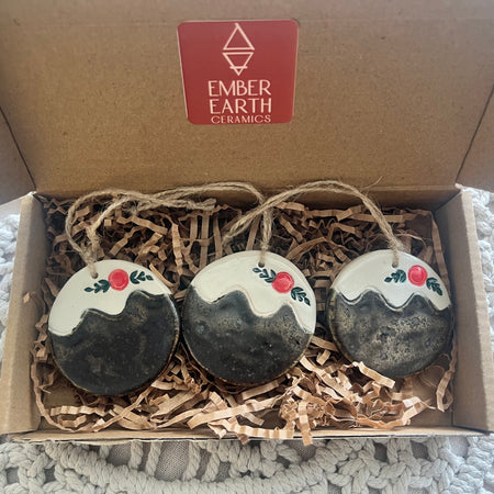 Christmas Pudding Ornaments - Set of 3