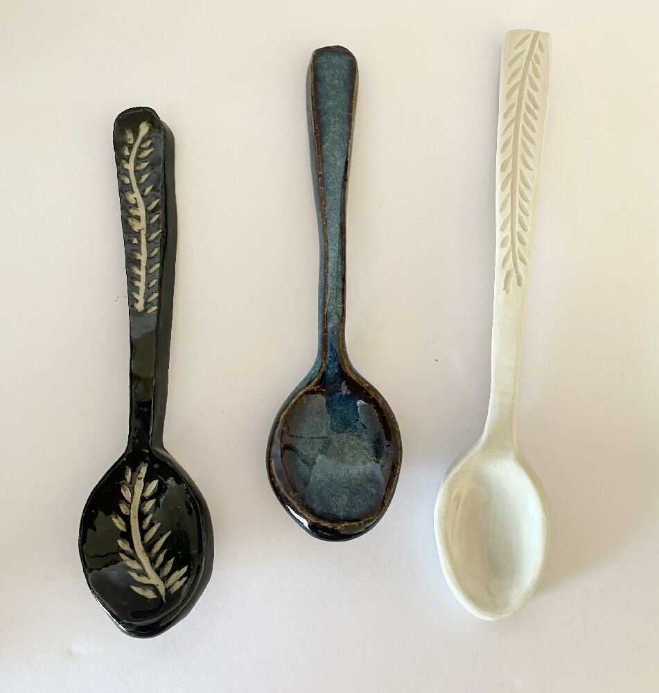 Carved Teaspoons/Handmade Pottery