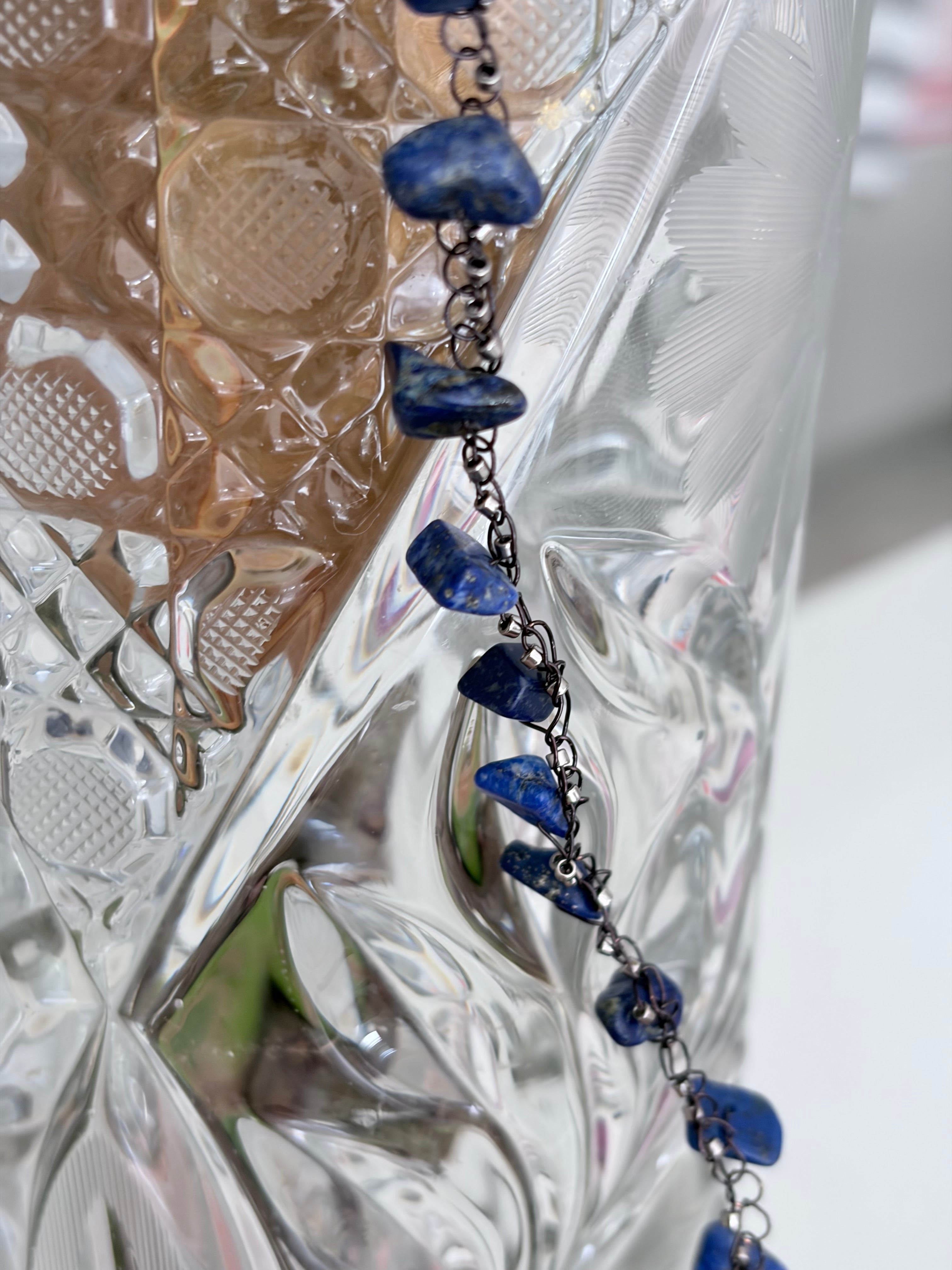 “Starry Night” Lapis Lazuli Crochet Choker