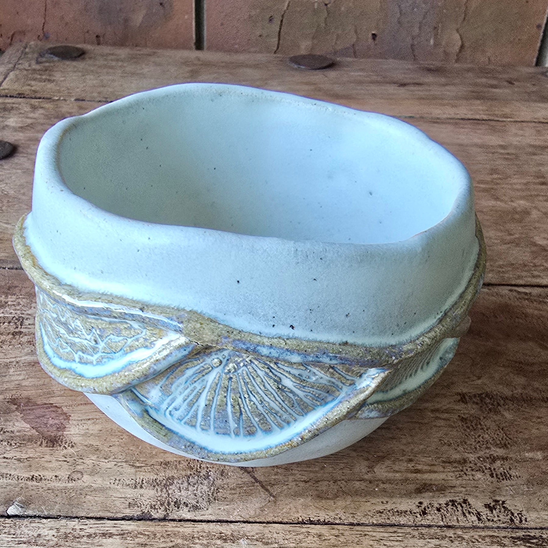 White carved bowl