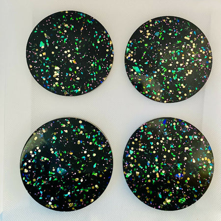 Set of 4 Round glitter galaxy resin coasters