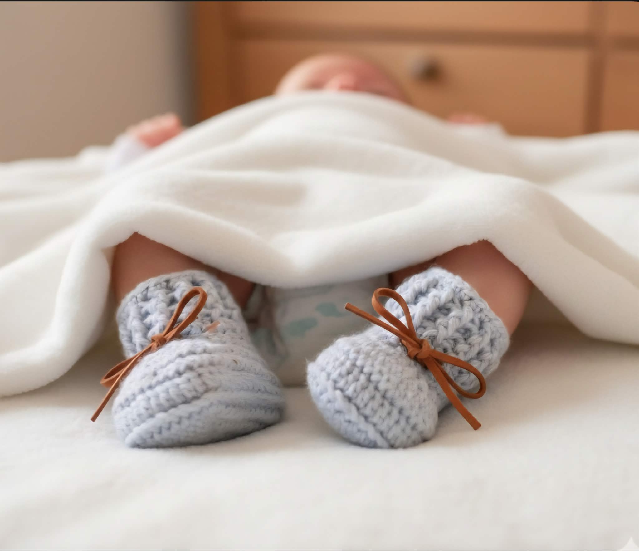 Baby Booties | Blue/Grey Tweed | Newborn | Crochet | Knit | Shoes | Socks