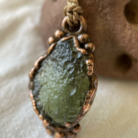 Moldavite Pendant on Silk Cord