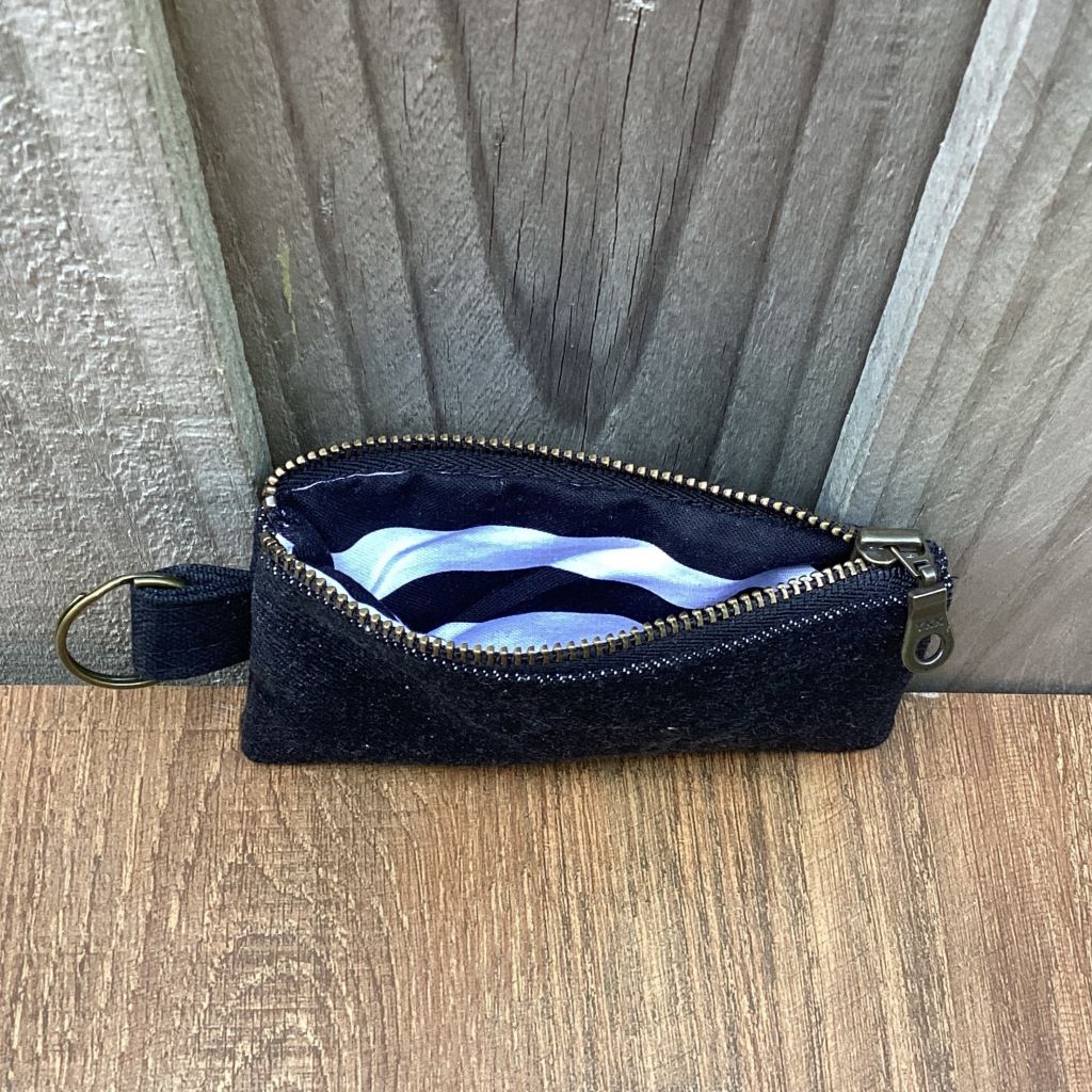 Small Keyring Pouch - Black Upcycled Denim