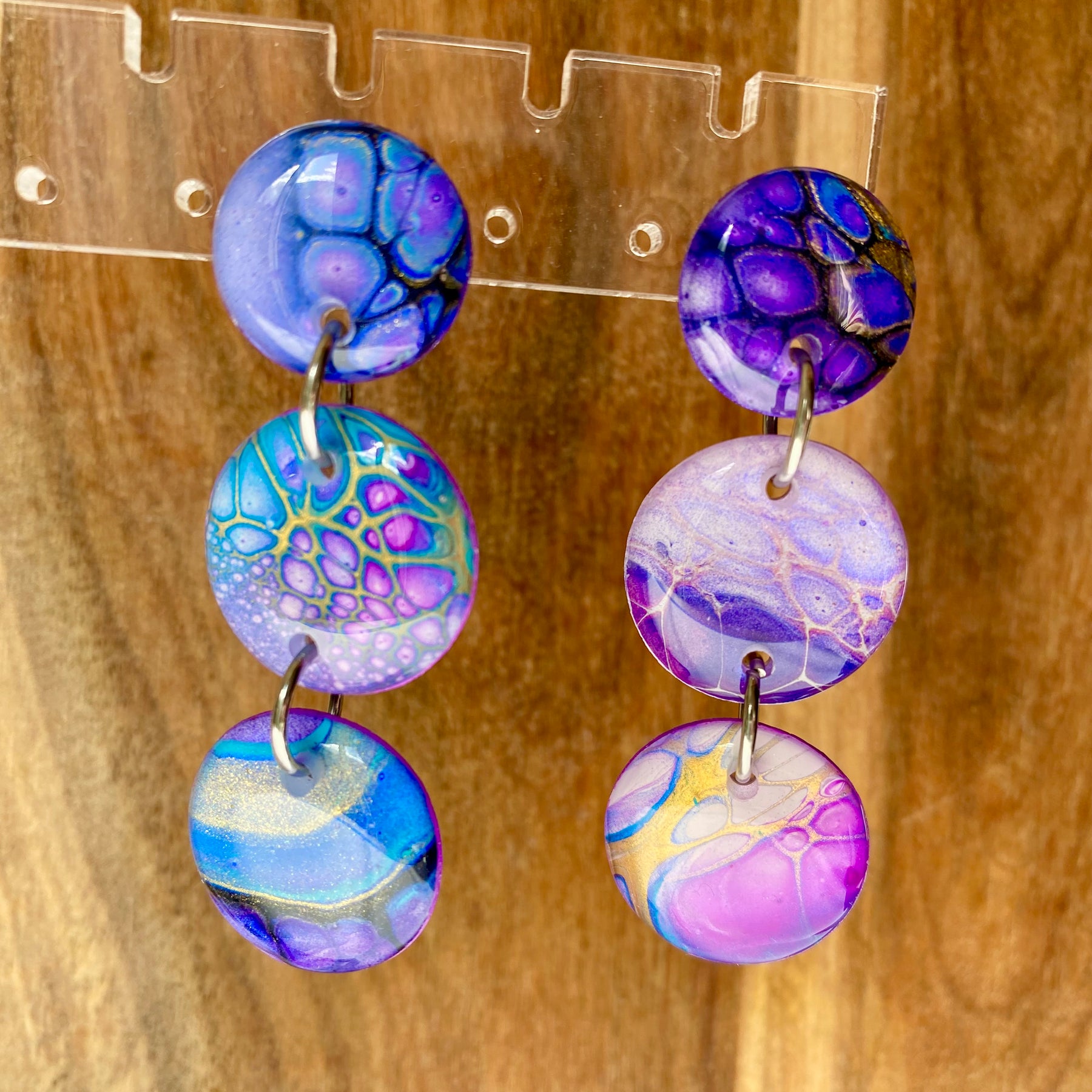 SOLD Artisan Hand Painted Stud Dangle Earrings