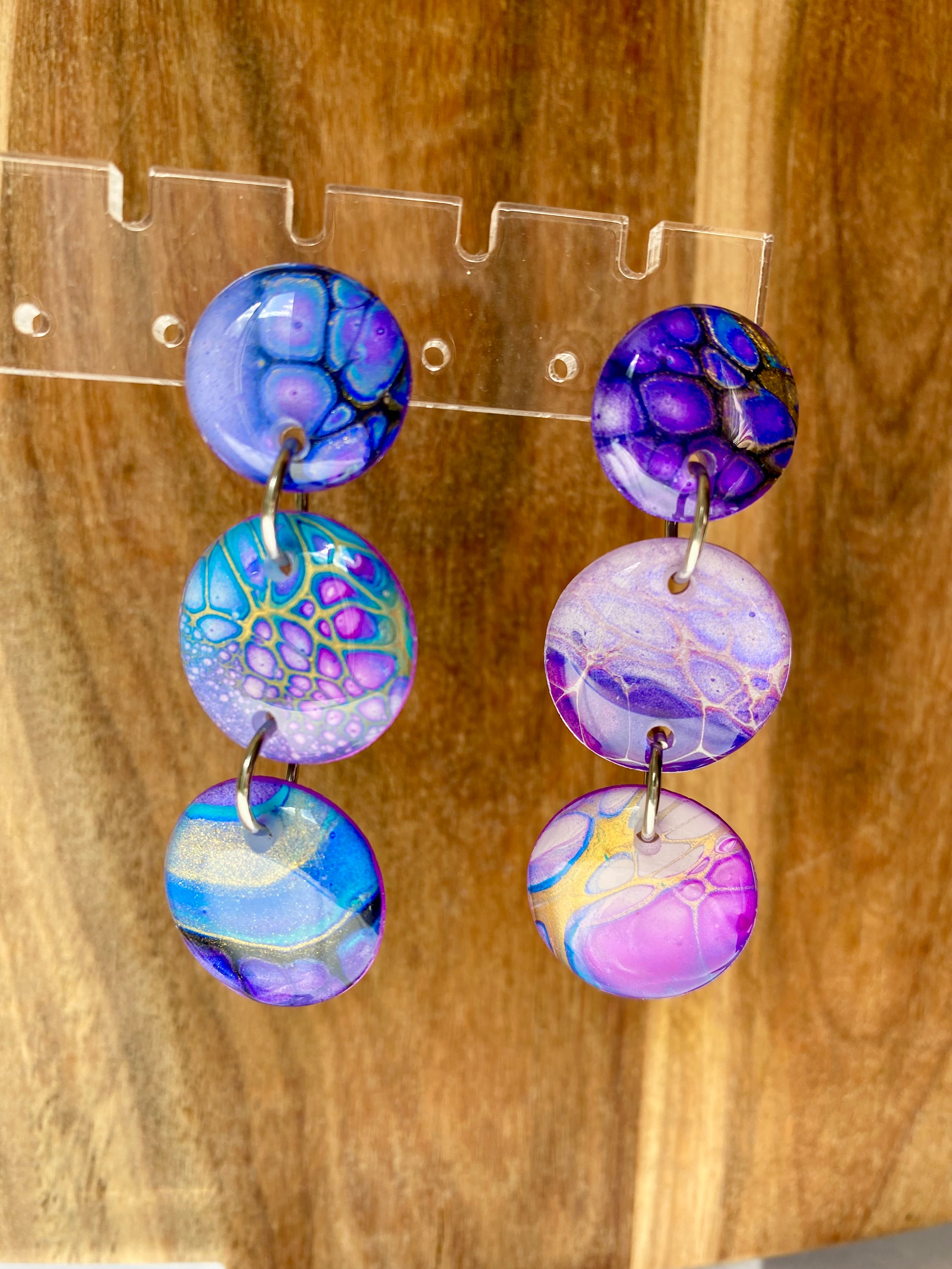 Artisan Hand Painted Stud Dangle Earrings