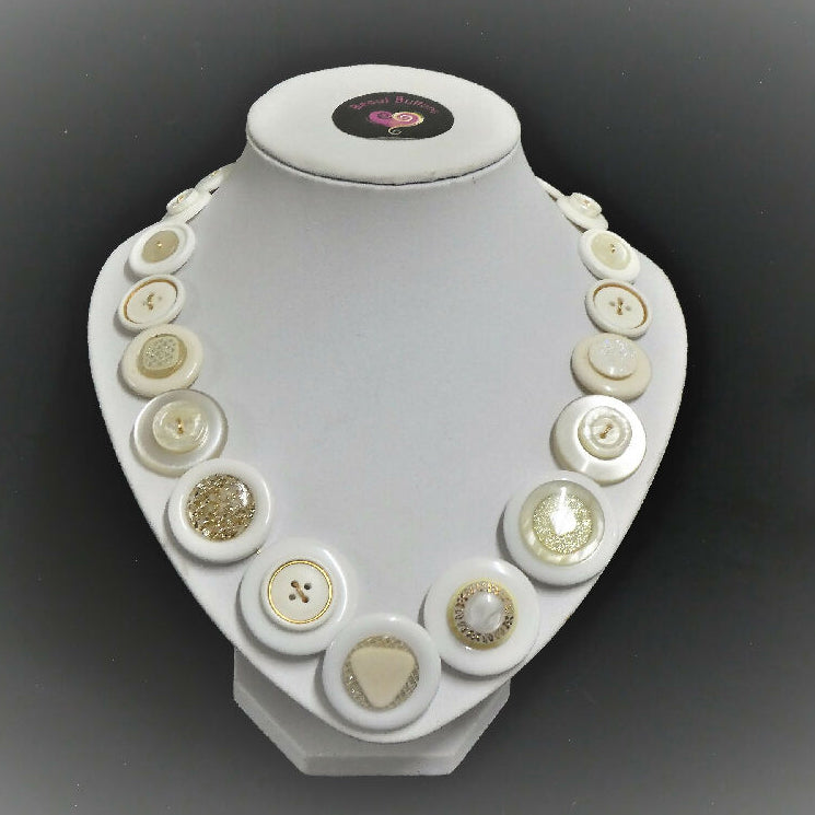 Button necklace - White Night