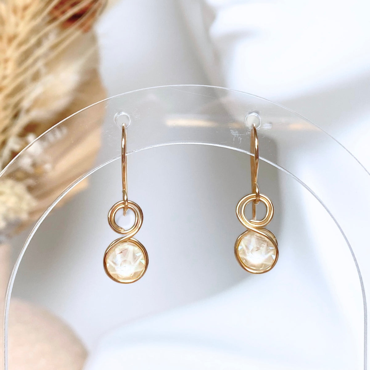 Birthstone crystal dangle earrings | 14k Gold-filled | Multiple options