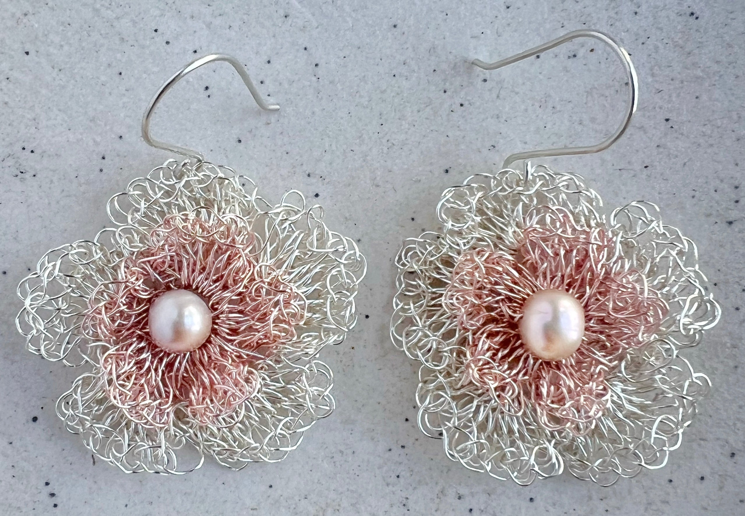 Rose gold and silver flowers with pearl