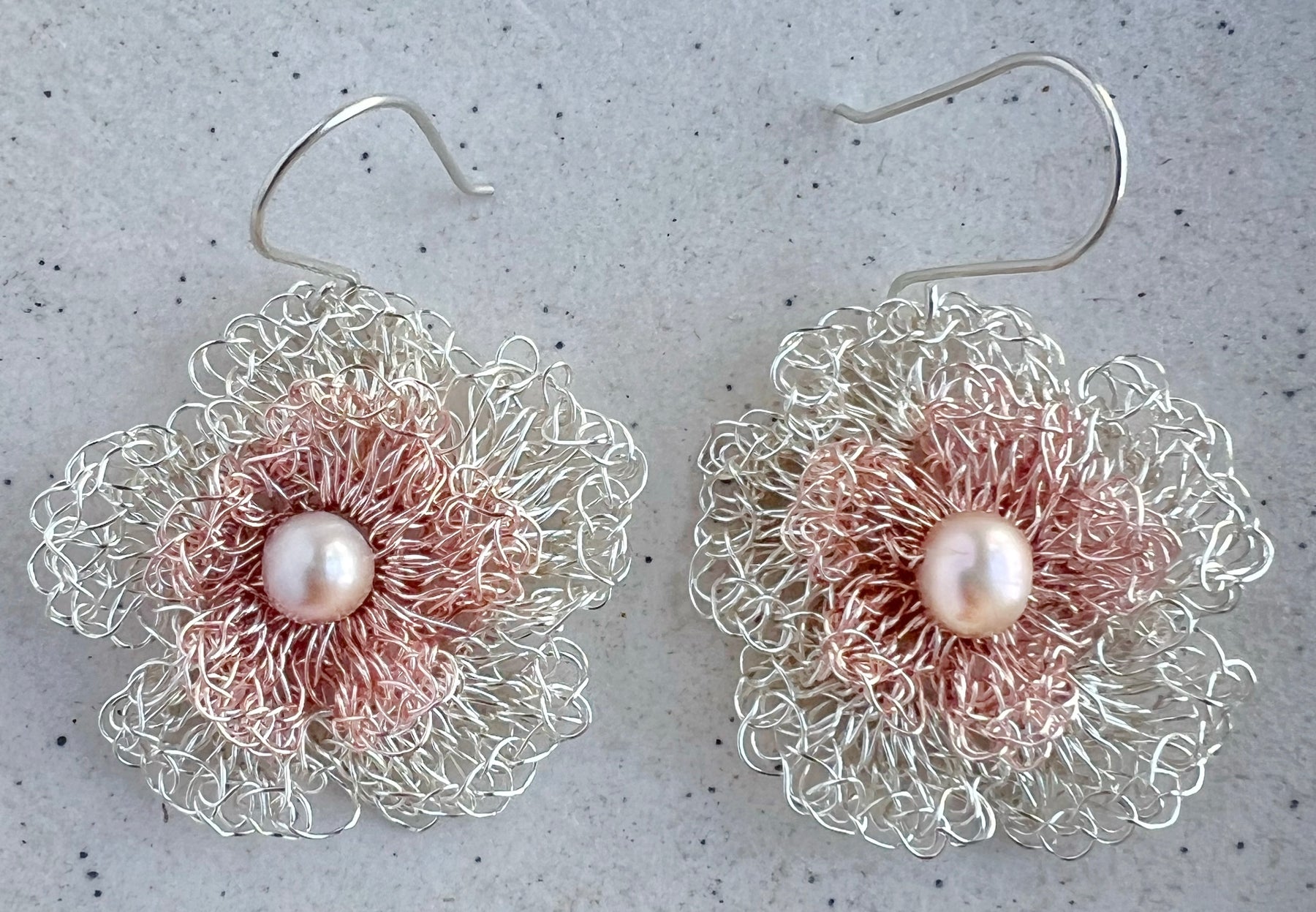 Rose gold and silver flowers with pearl