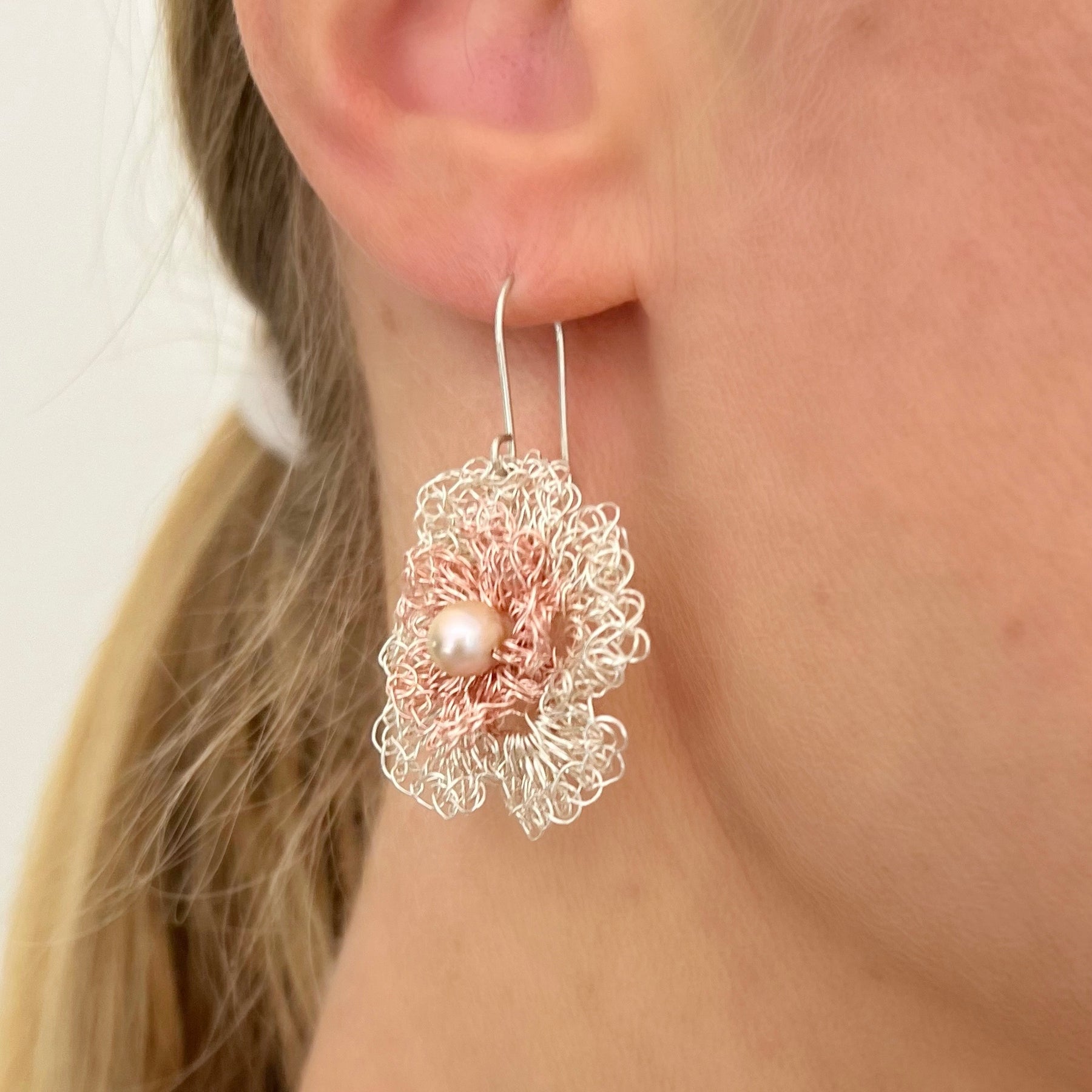 Rose gold and silver flowers with pearl