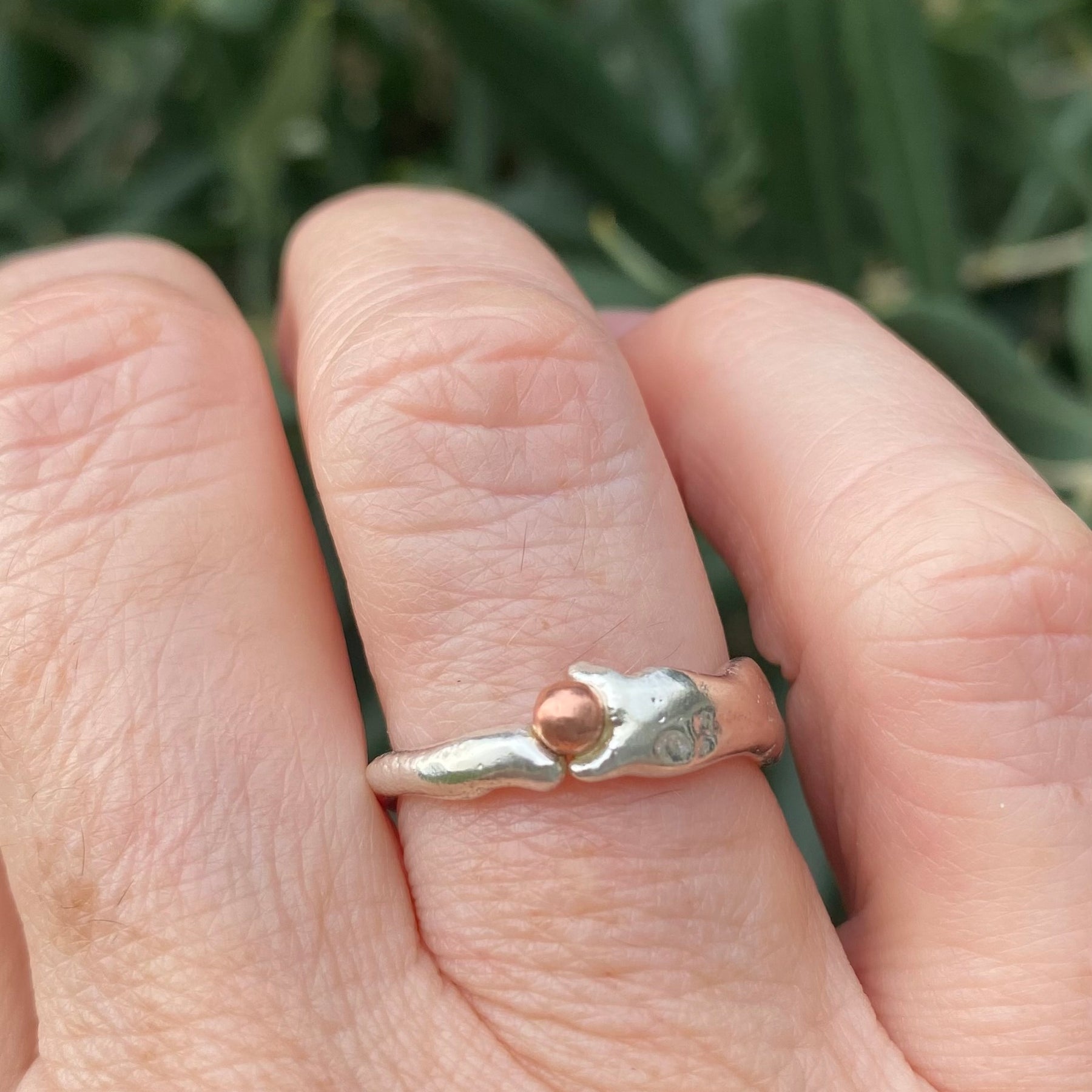 Seed Ring | Sand Cast Sterling Silver with Copper