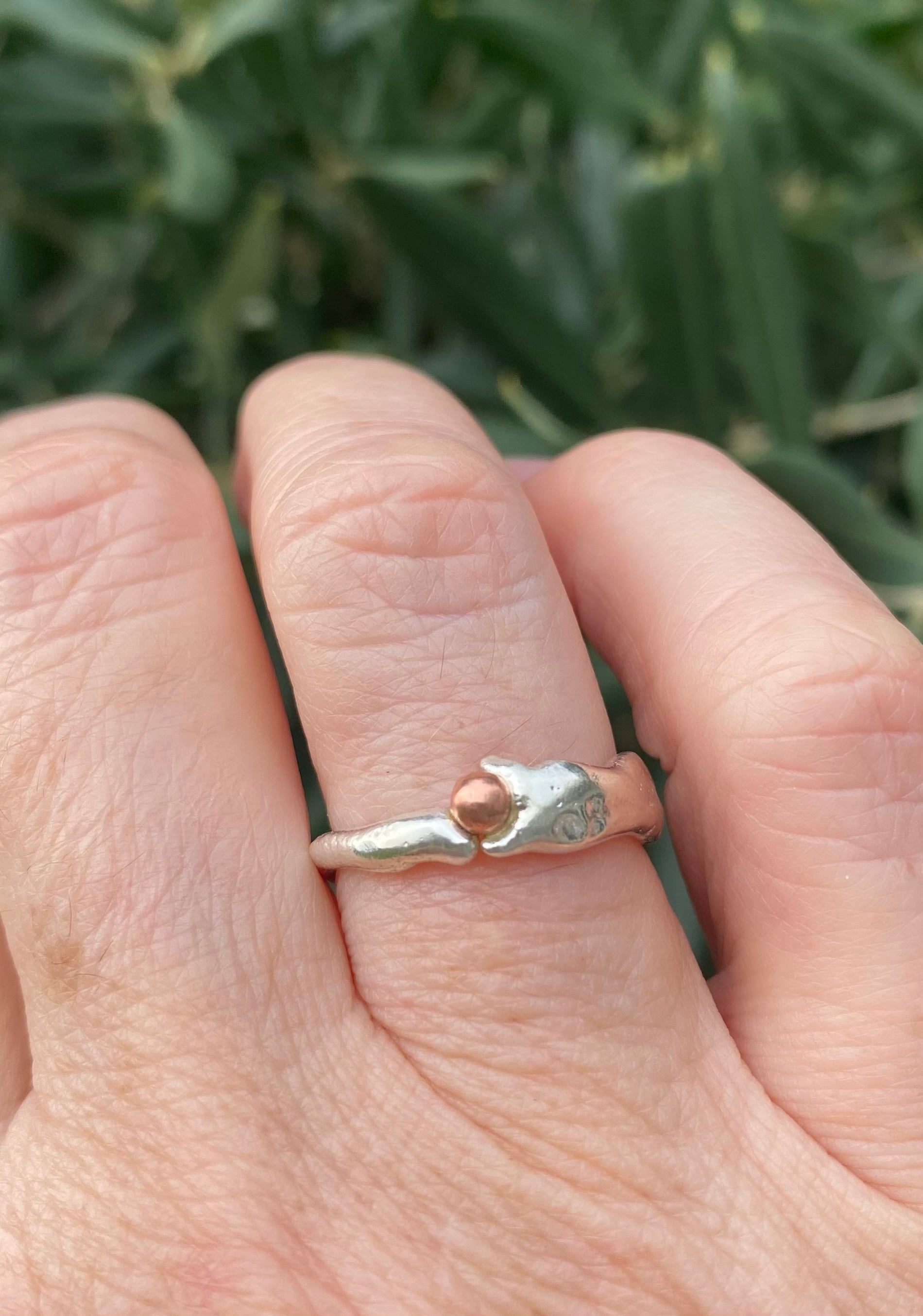 Seed Ring | Sand Cast Sterling Silver with Copper