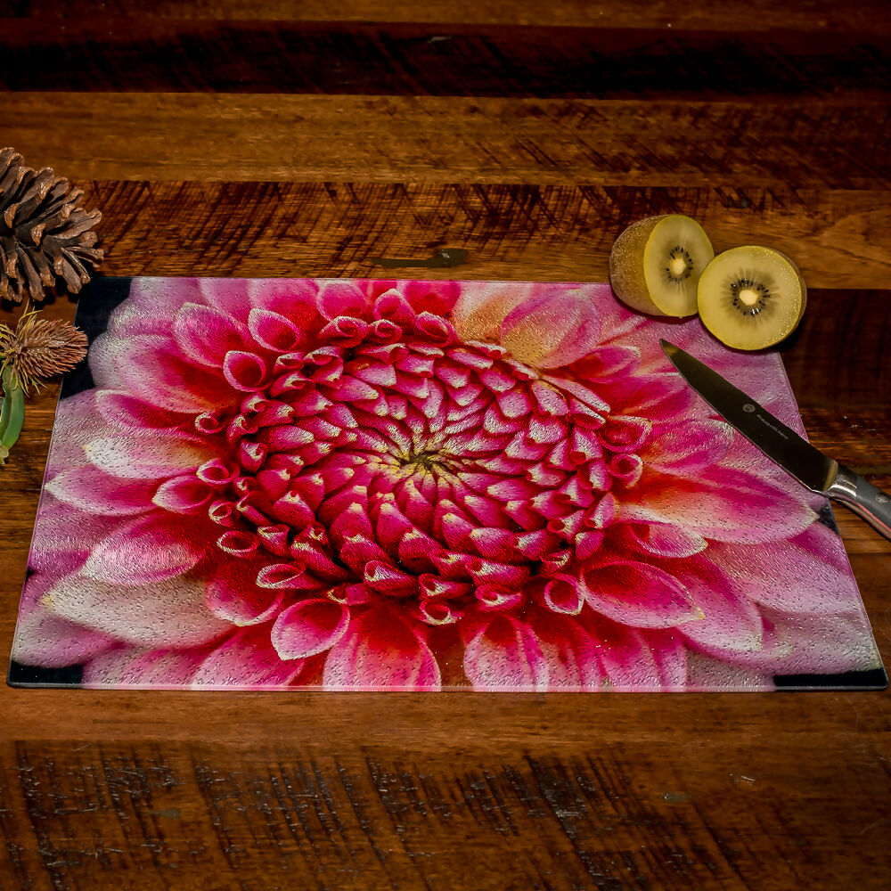 Dahlia Chopping Board - Tempered Glass