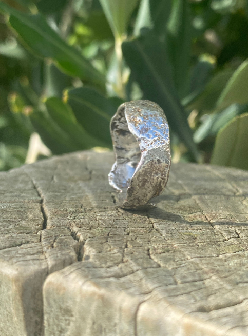 Reticulated Wide Band Sterling Silver Ring