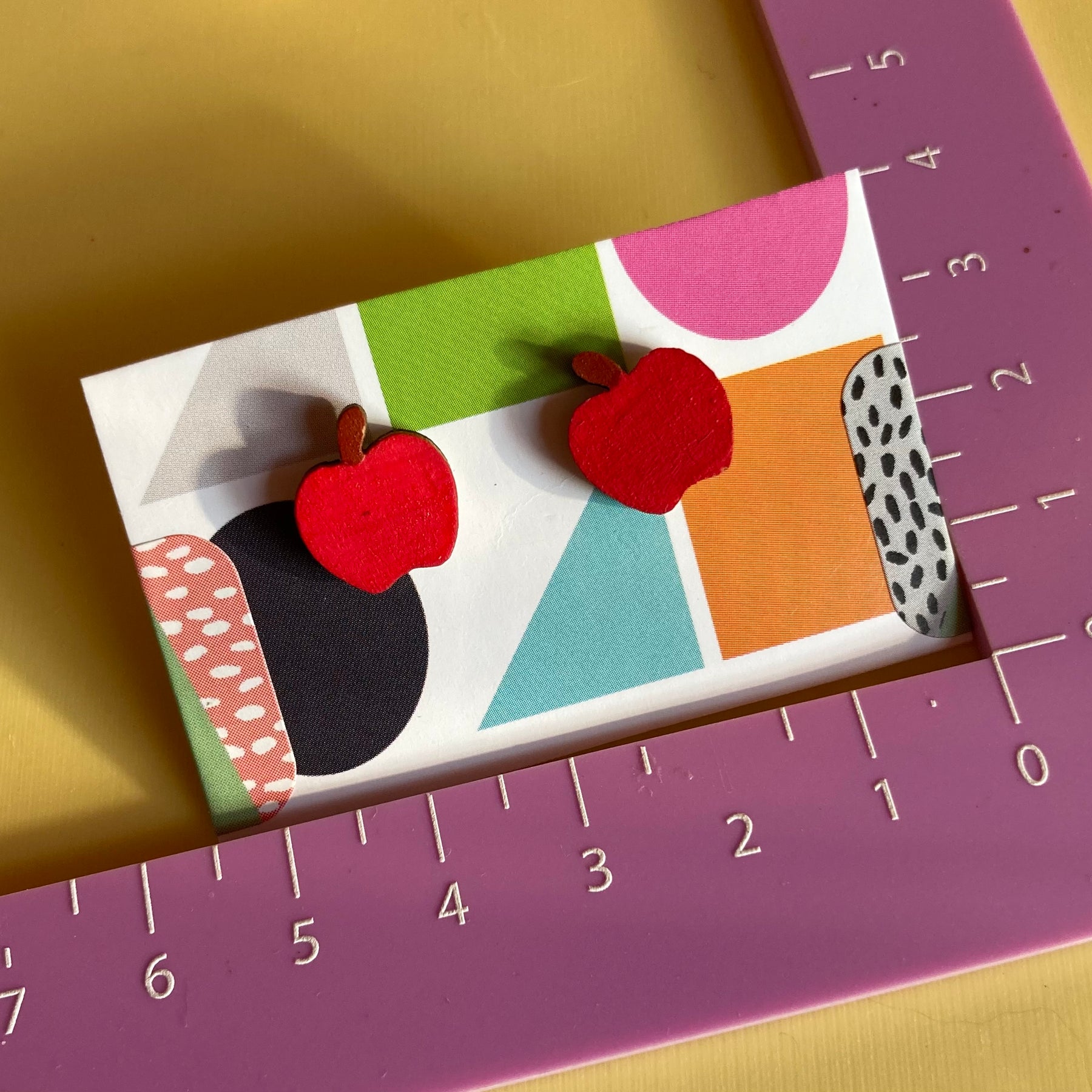 Hand painted apple studs