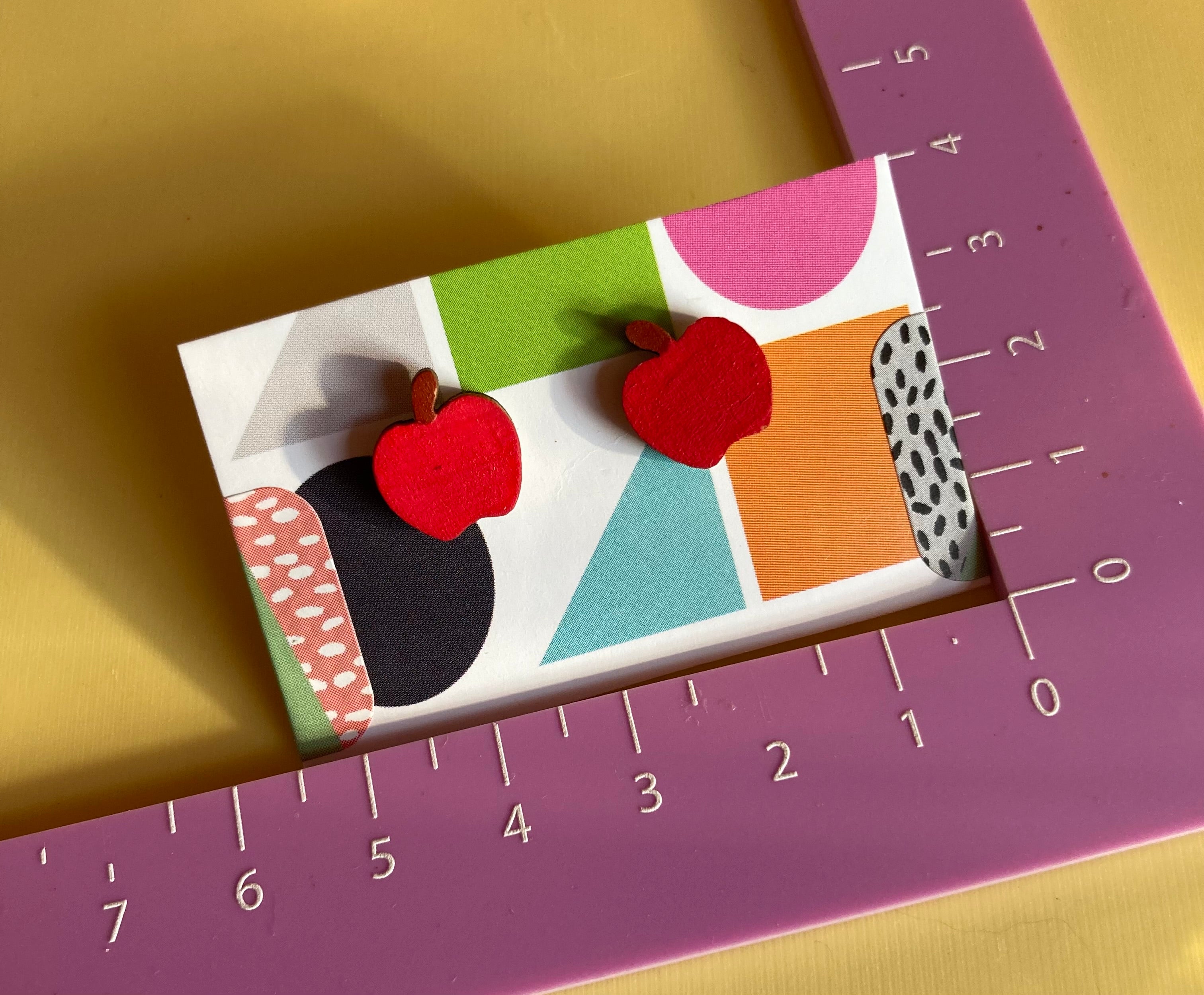 Hand painted apple studs