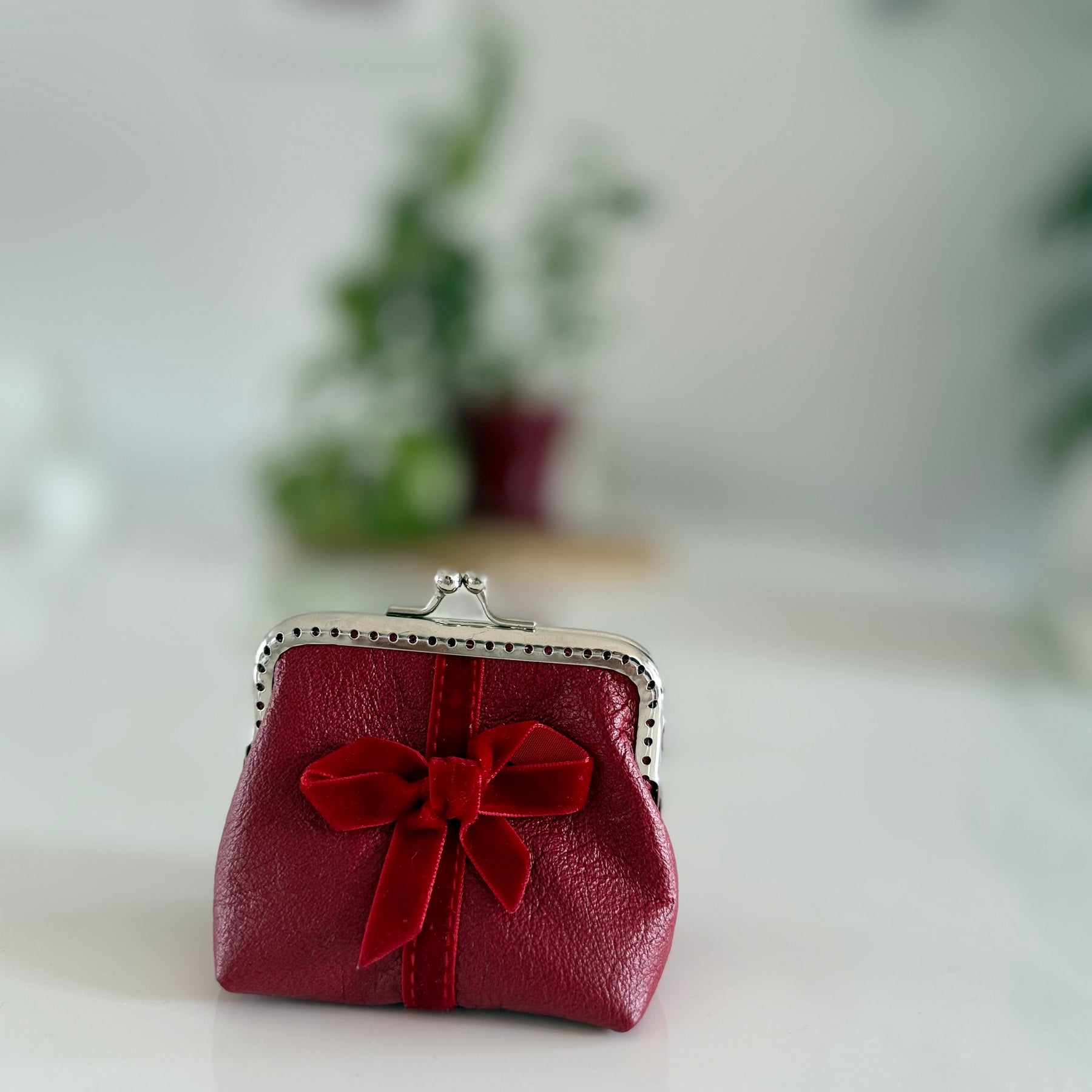 Coin purse with bow accent