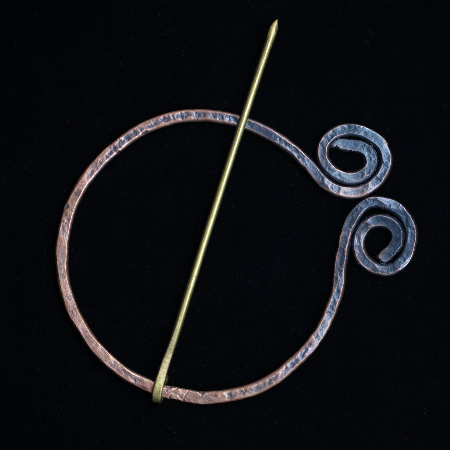 Copper and brass scarf brooch