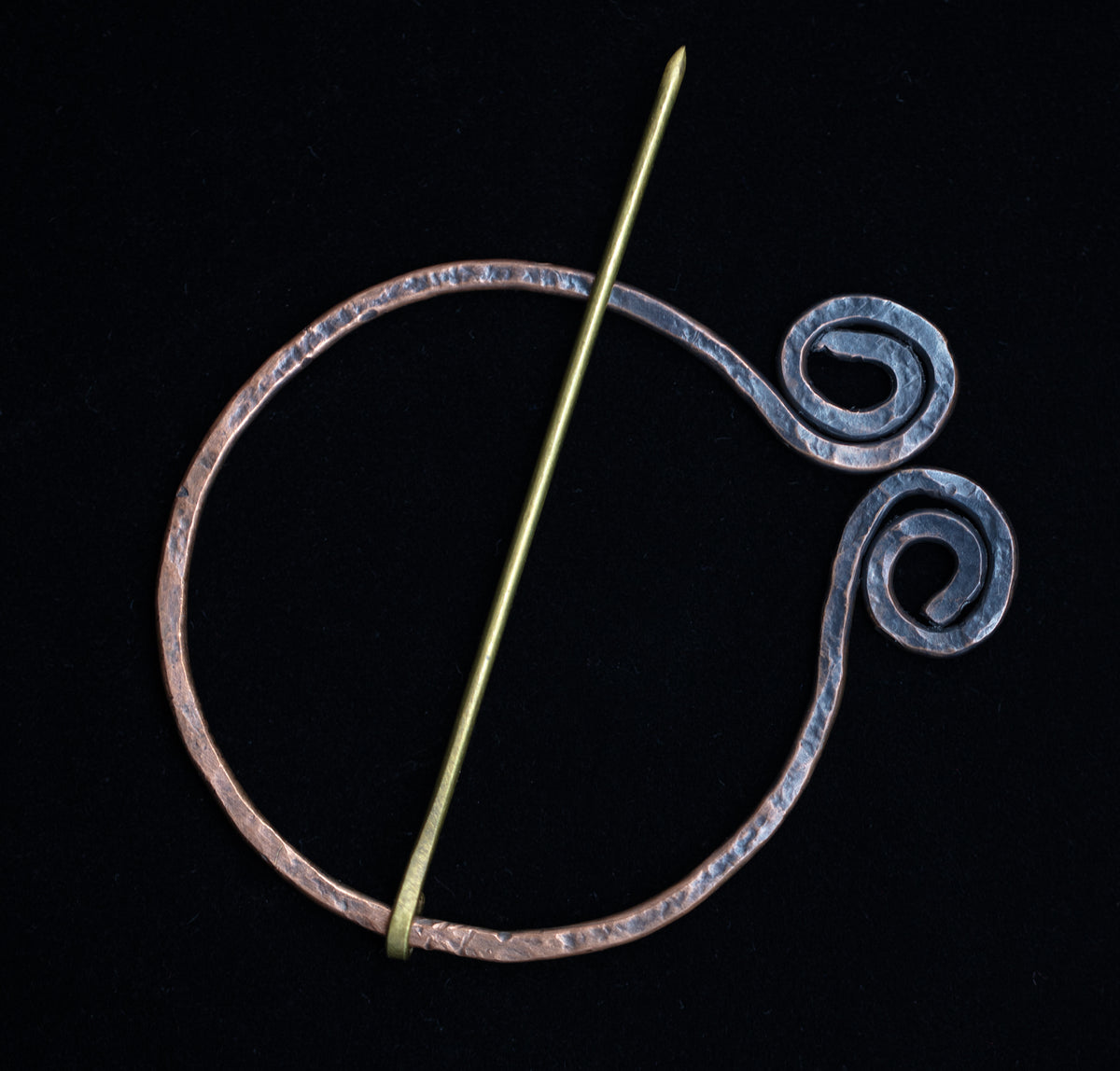 Copper and brass scarf brooch