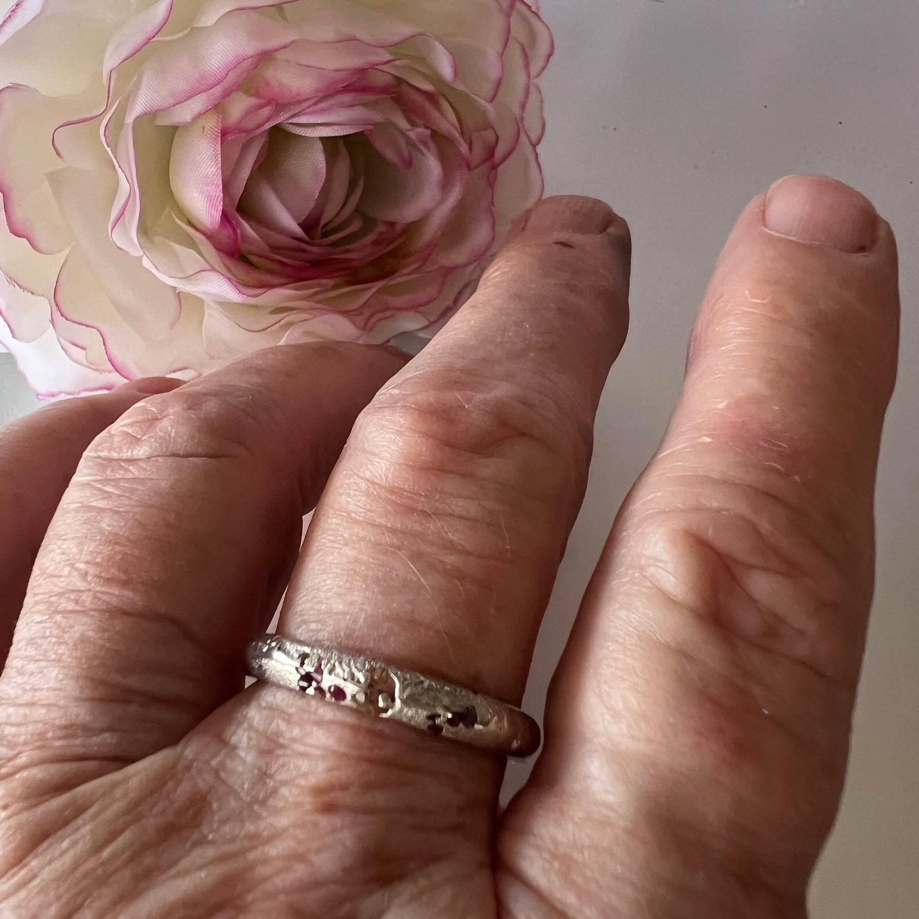 “Outback Sunsets” Sterling Silver Yellow/Pink Sapphires-Ring size “T”