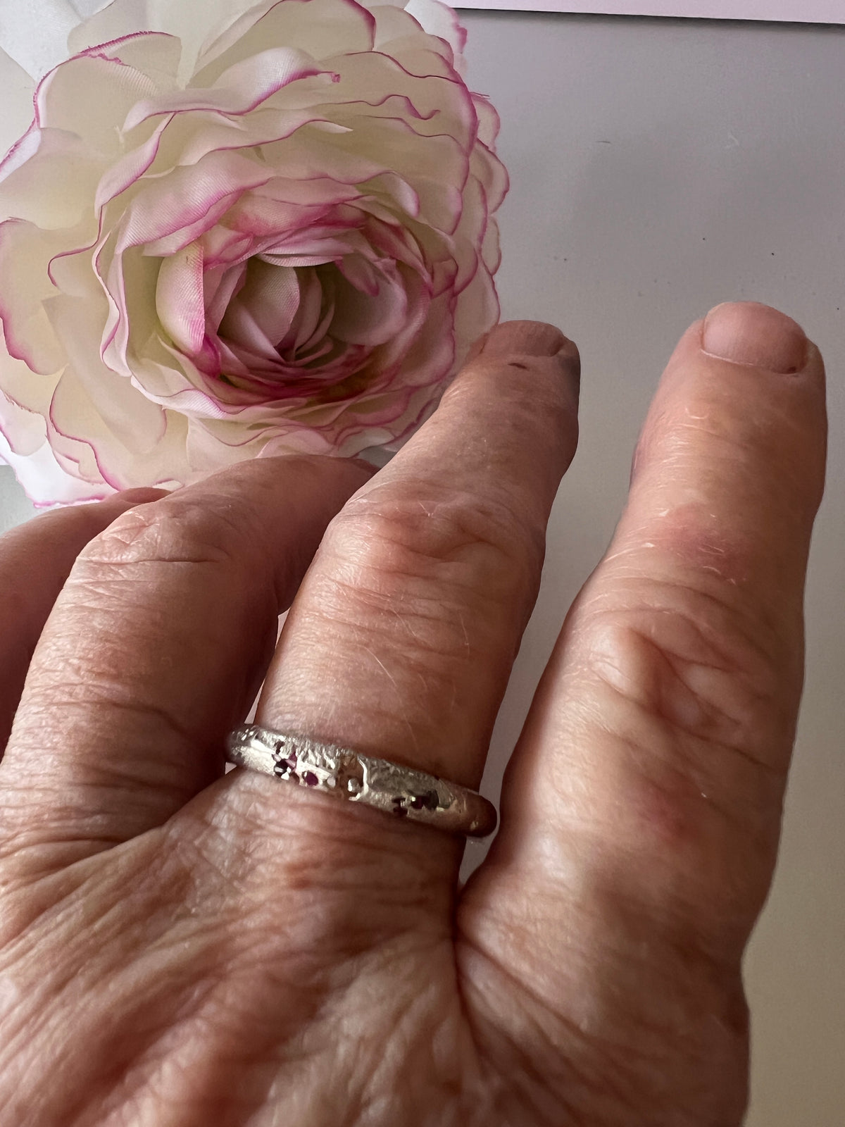 “Outback Sunsets” Sterling Silver Yellow/Pink Sapphires-Ring size “T”