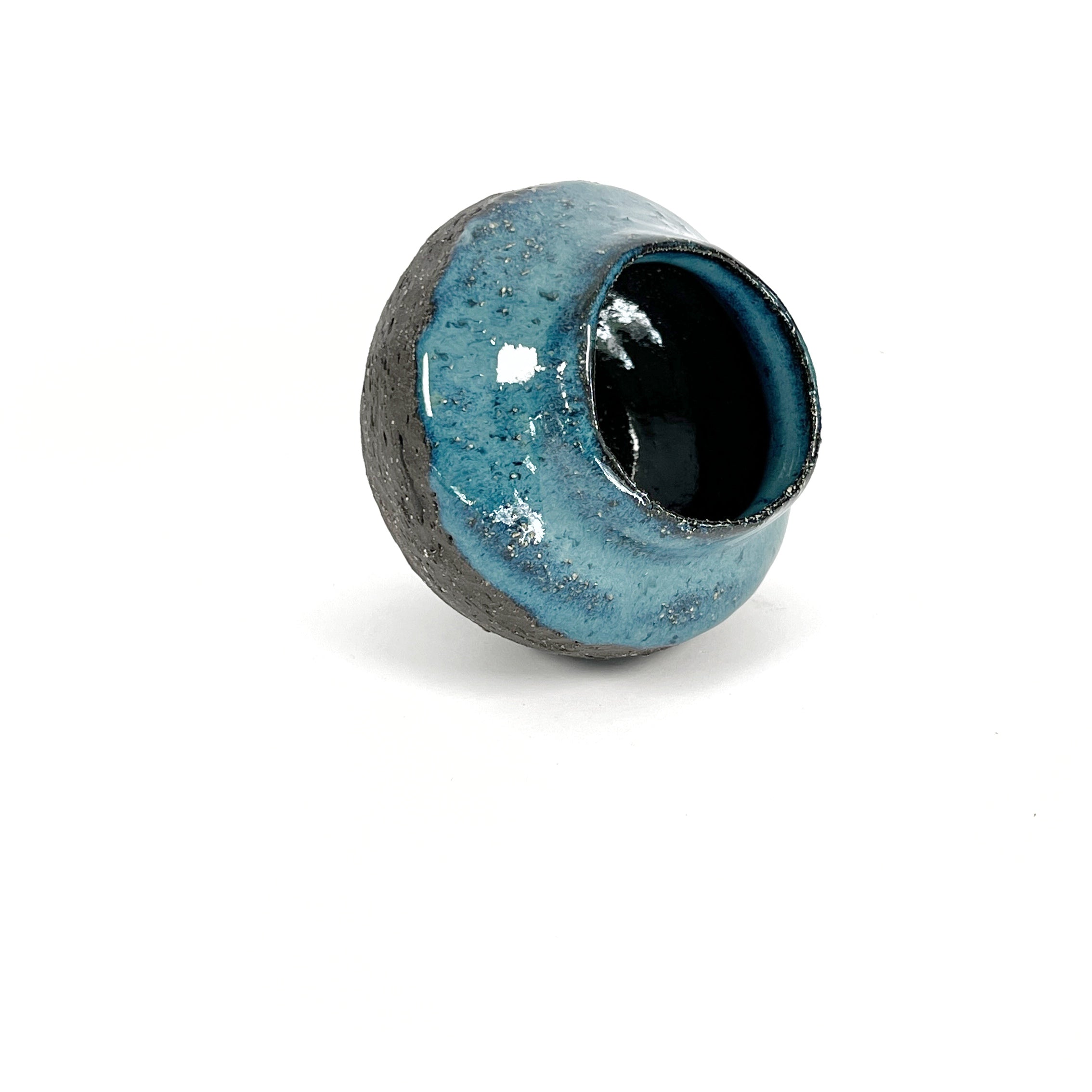 'Terra' wheel thrown vase with ocean glaze