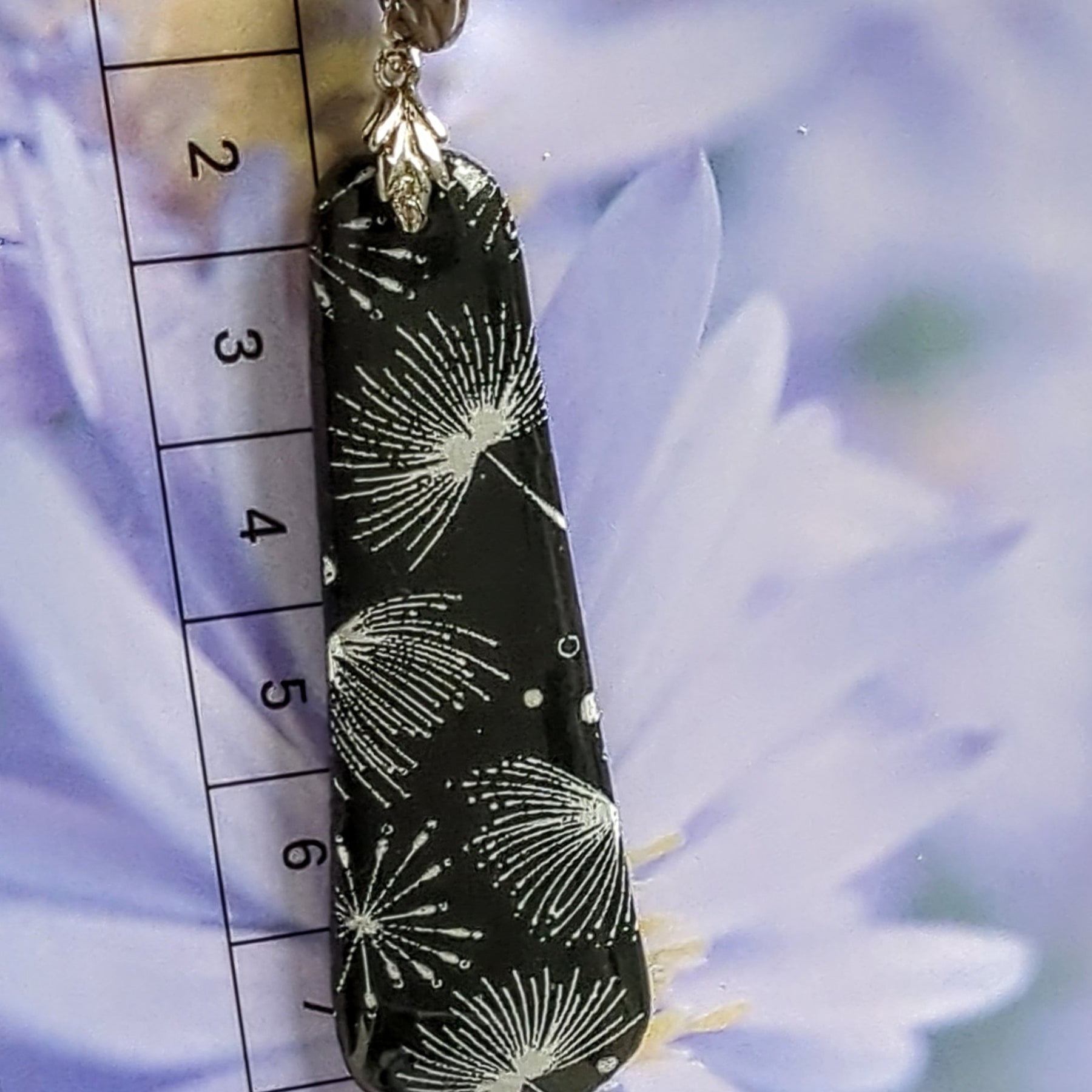 Dandelion Black and White Earrings from Polymer Clay.