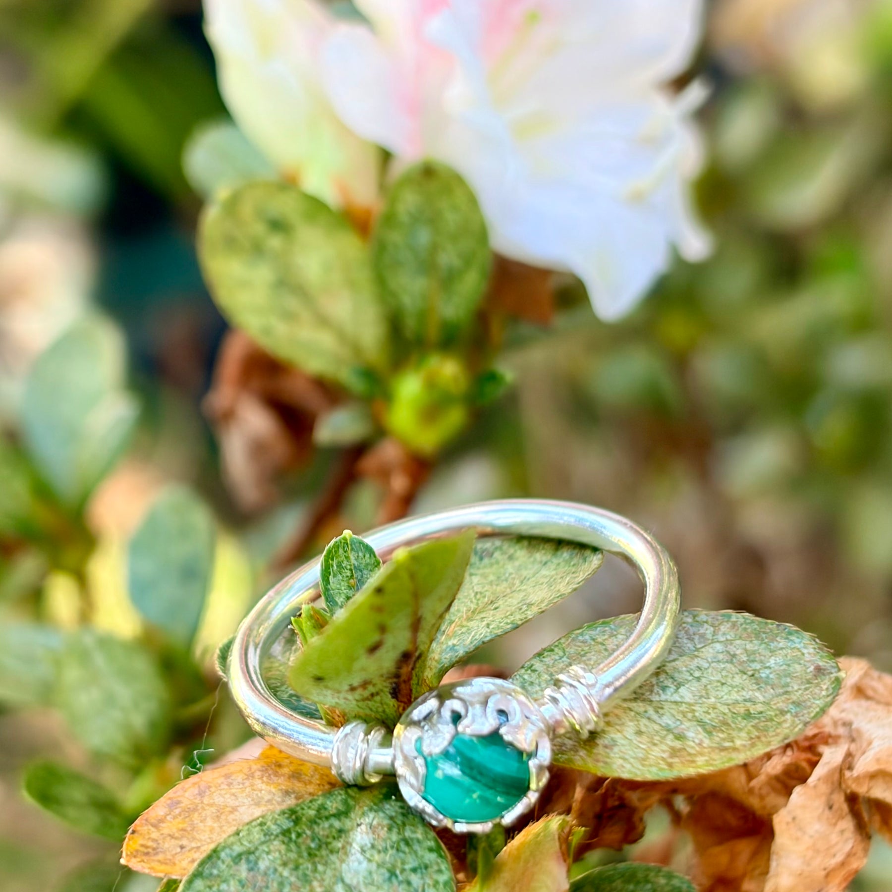 Crown of Malachite Sterling Silver Ring