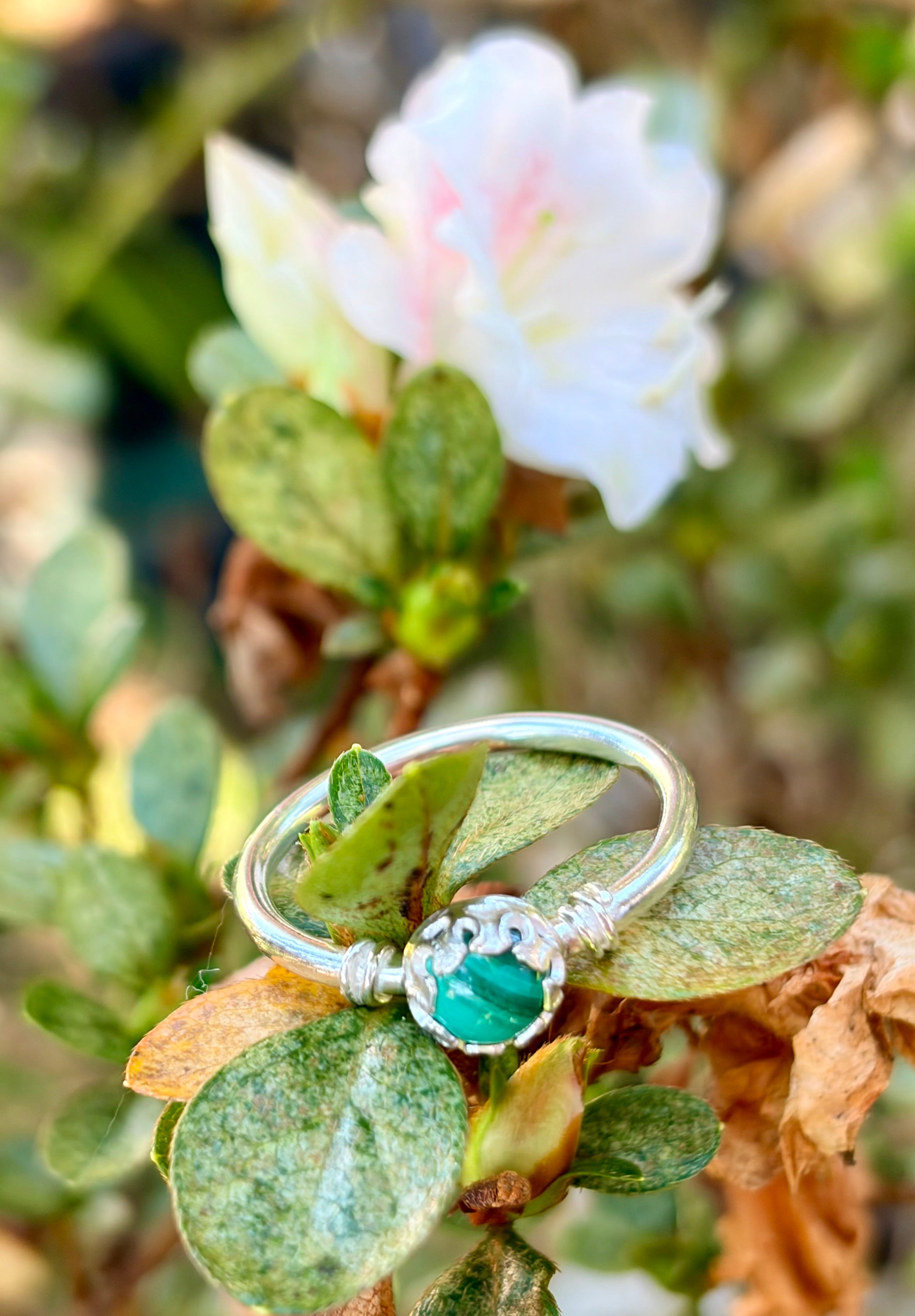 Crown of Malachite Sterling Silver Ring