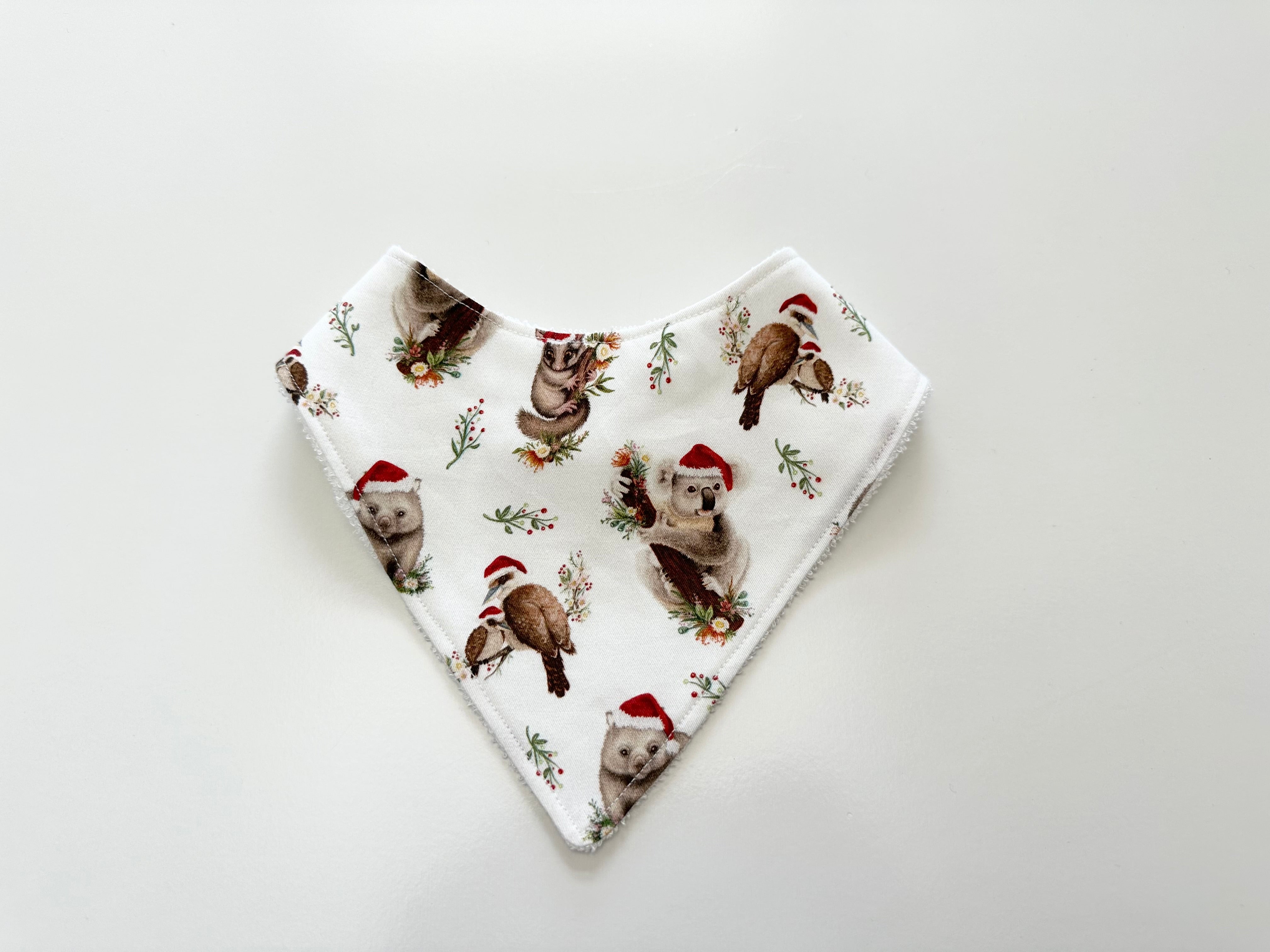 Australian Christmas animals bandana bib
