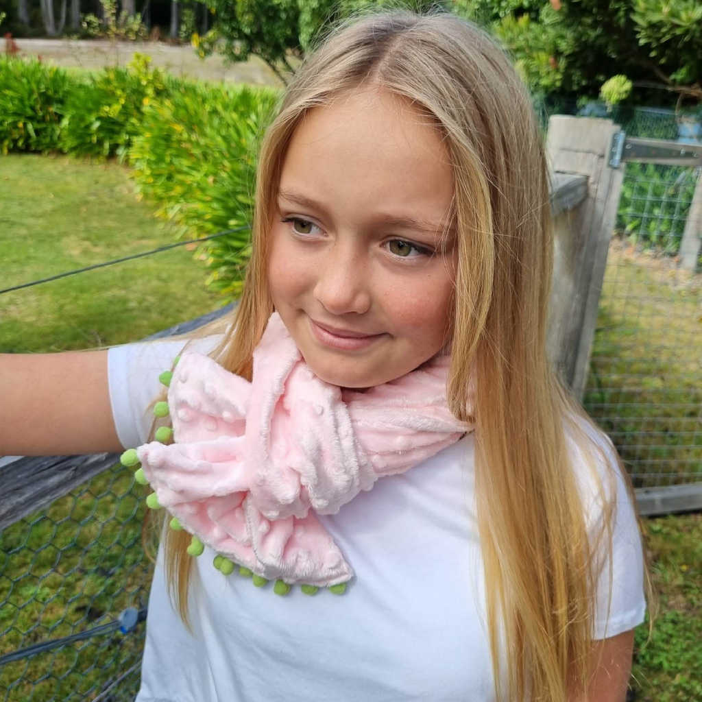 Girls' Minky Dot Scarf - Pastel Pink, Brown or White