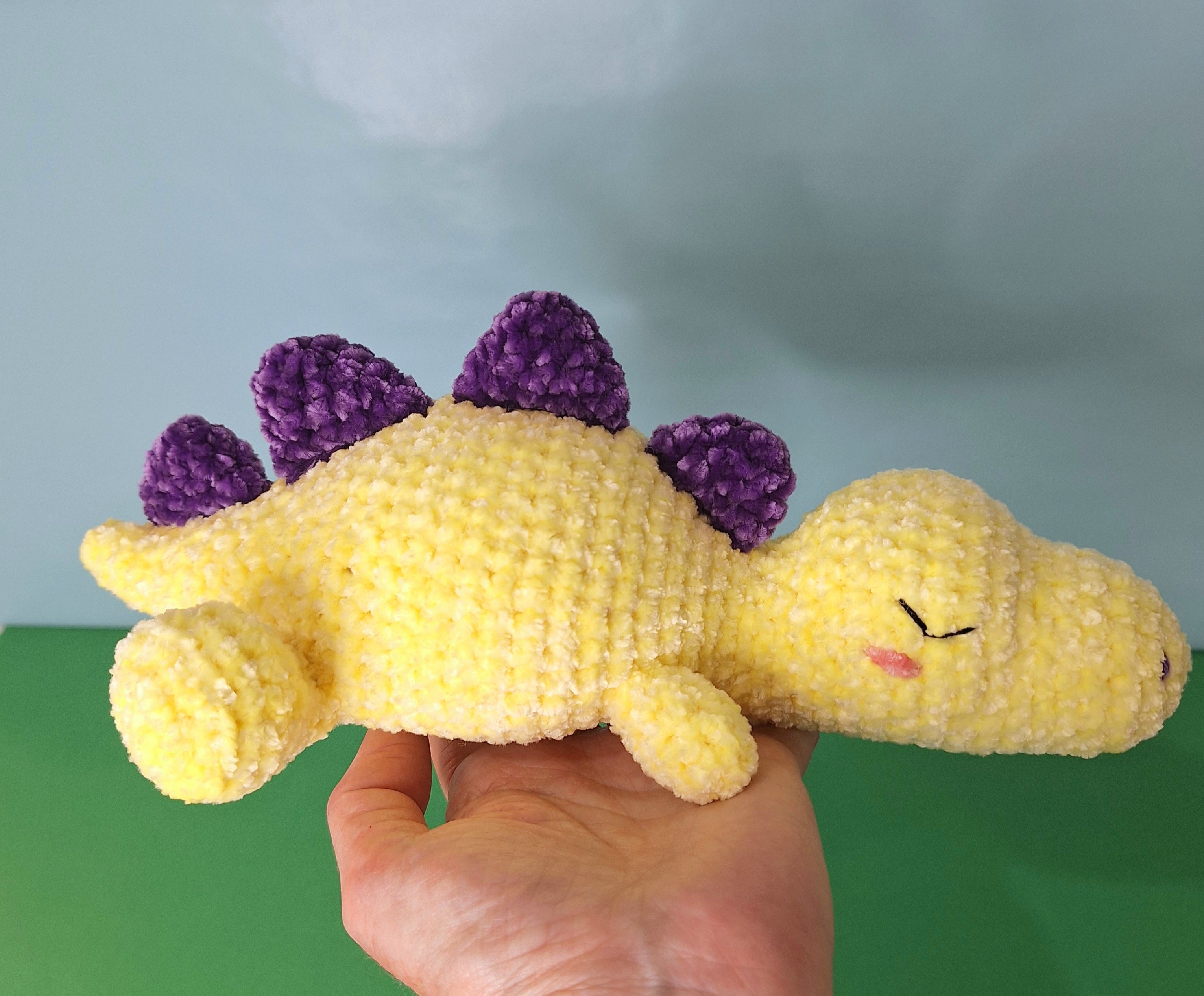 Yellow Sleepy Velvet Dinosaur- Plush Cuddle Toy
