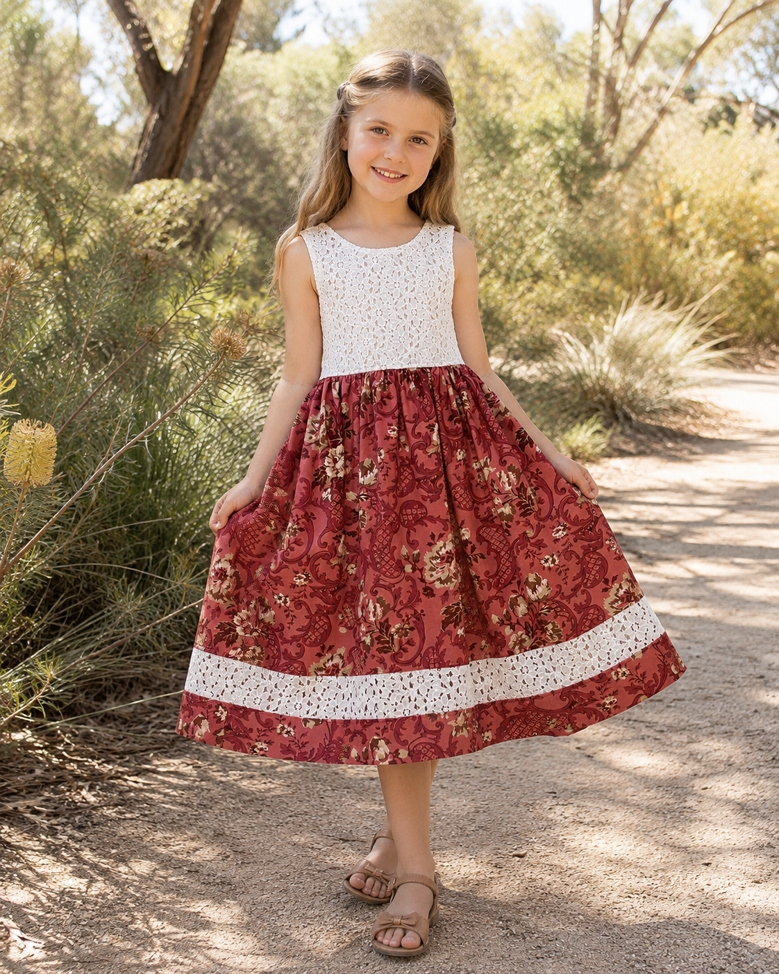 Vintage Lace & Floral Tea Party Dress (SIZES 6 & 8)