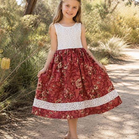 Vintage Lace & Floral Tea Party Dress (SIZES 6 & 8)