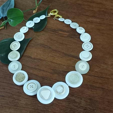 Button necklace - White Night