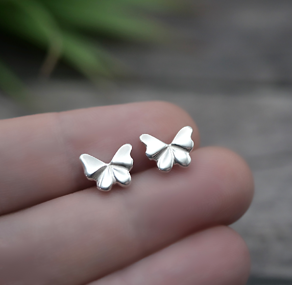 butterfly studs sterling silver hand sml