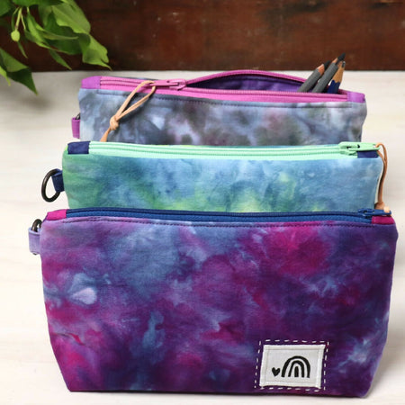 Ice Dyed Zipper Pouch, Pencil Case, Make-up Bag