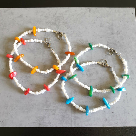 Colourful Shell chip & Seed beaded bracelets