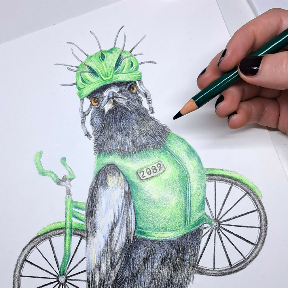 'Clive the Cyclist Magpie' Art Print